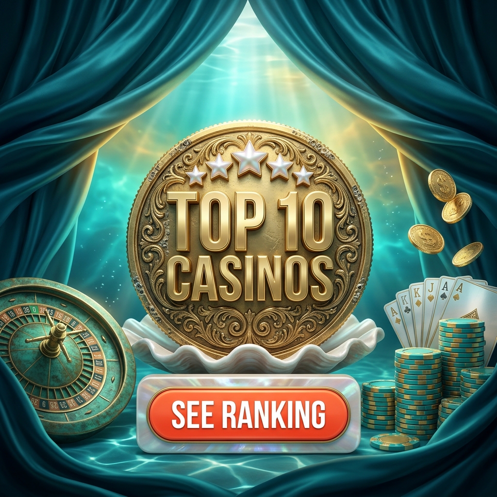 Top 10 casinos — ornate gold medallion with seashell, roulette and chips